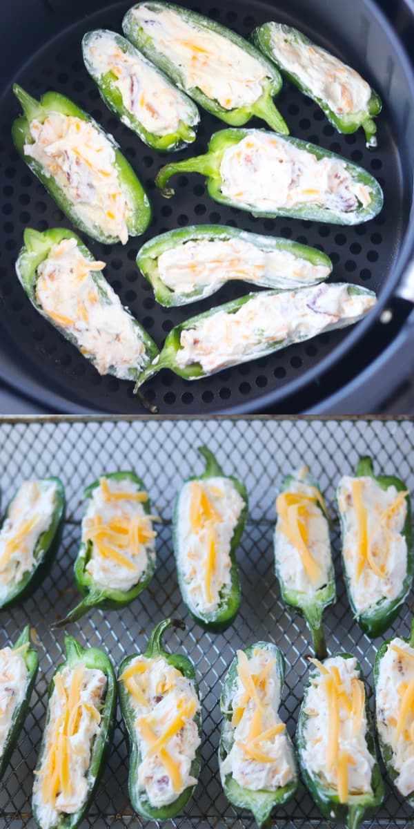 jalapeno poppers in air fryer ready to cook