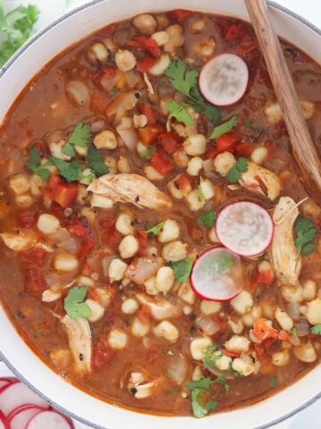 pozole recipe looking down in a pot