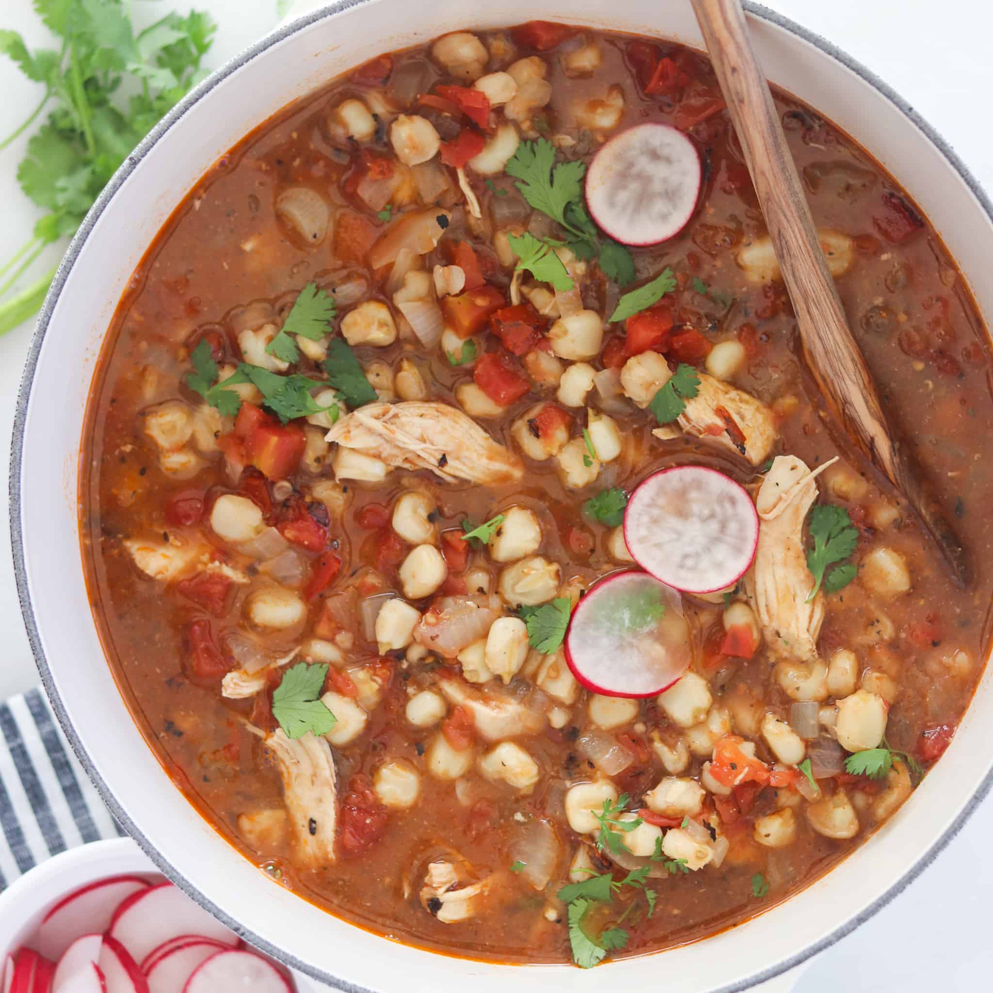 pozole recipe looking down in a pot