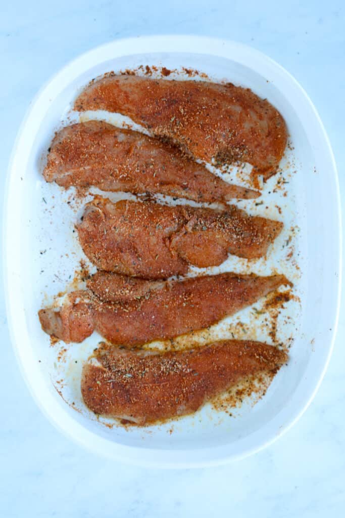 air fryer chicken tenders keto recipe before cooking with seasoning