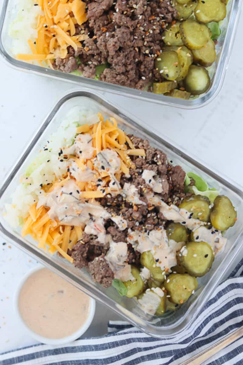 meal prepping big mac salads for the week
