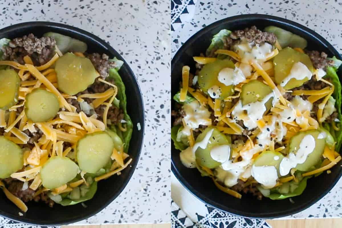 adding toppings and special sauce