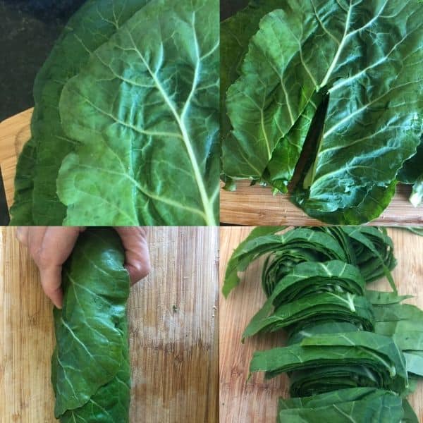 prepping greens for collard greens recipe vegetarian