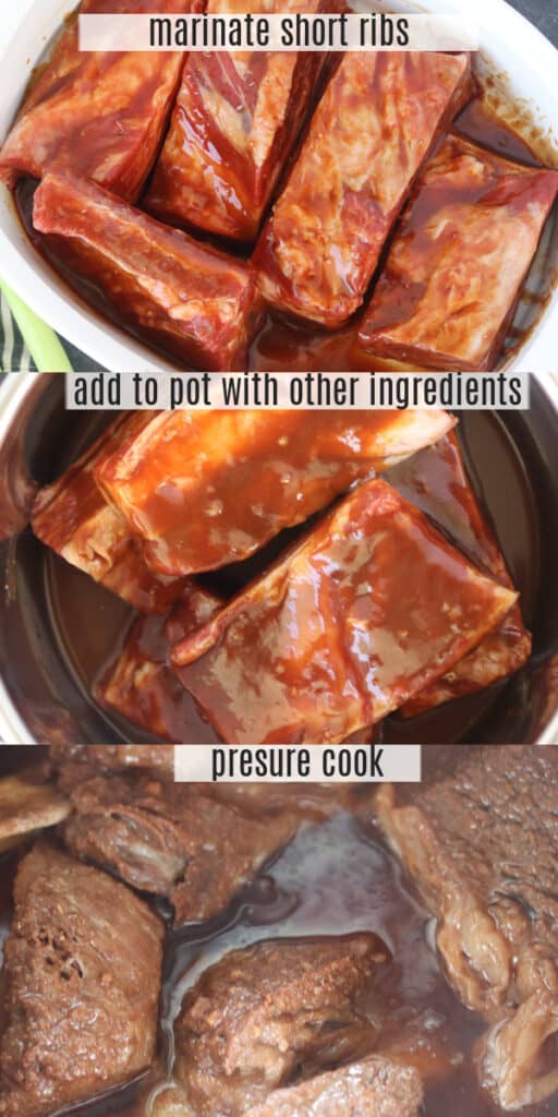 easy instant pot short ribs recipe steps collage