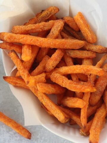 frozen sweet potato fries in air fryer after cooking