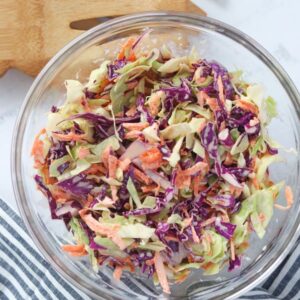 a healthy coleslaw recipe in a bowl ready to serve