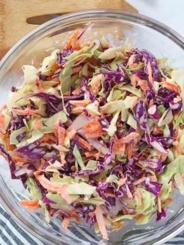 a healthy coleslaw recipe in a bowl ready to serve