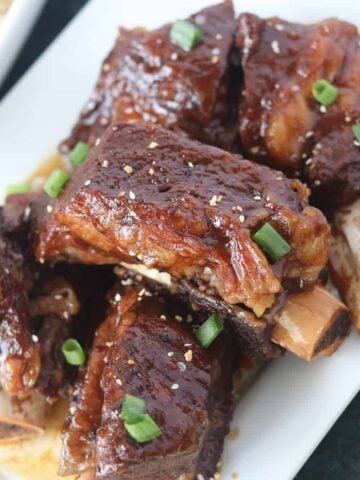 instant pot beef ribs on a plate after cooking