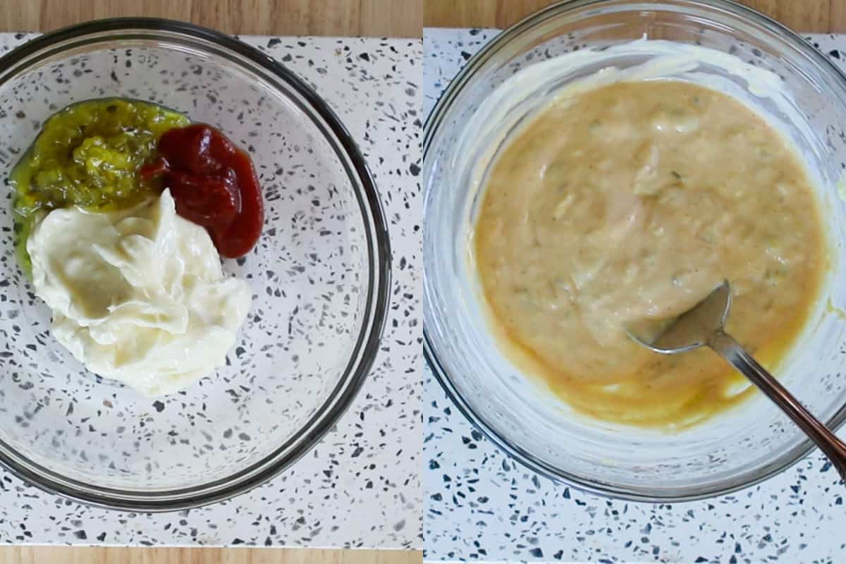 making the homemade special sauce