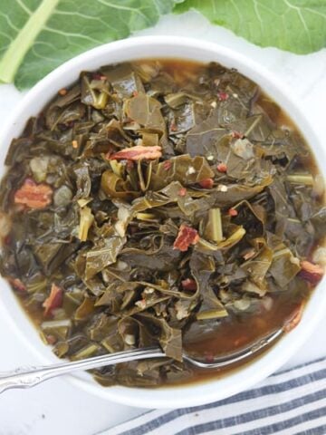 pressure cooker collard greens in a bowl