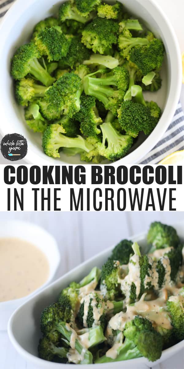 how long to steam broccoli in the microwave pin for Pinterest