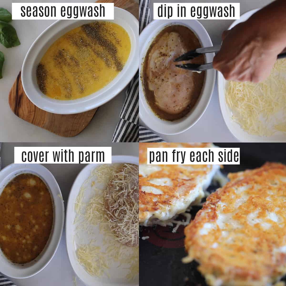 how to make parmesan crusted chicken recipe steps collage