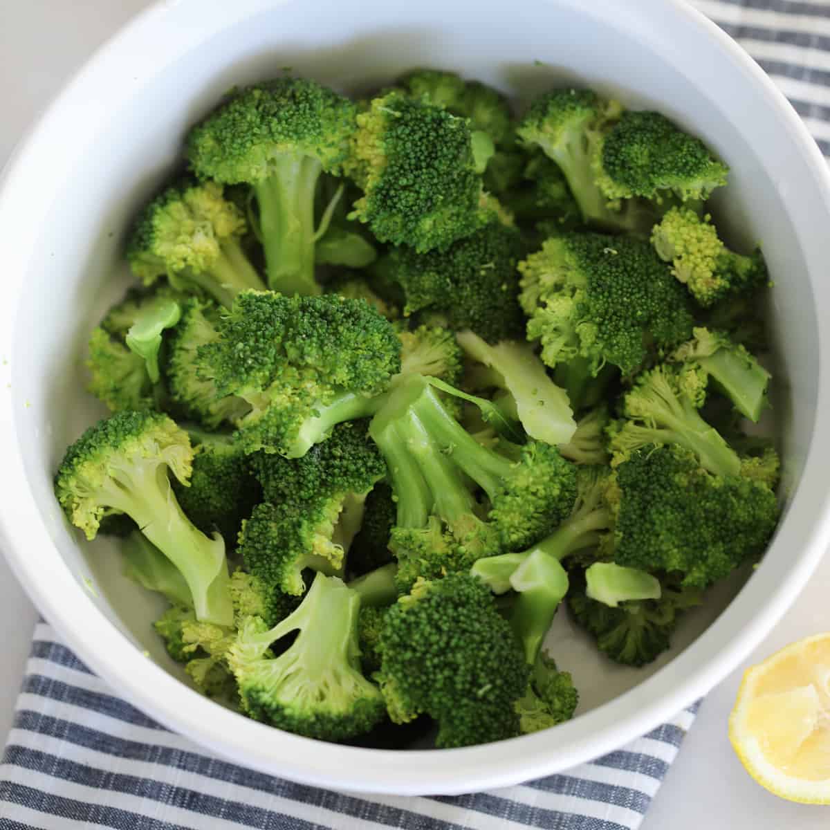 Steamed broccoli in a bowl