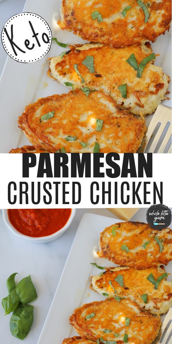 a parmesan crusted chicken keto recipe pin for Pinterest