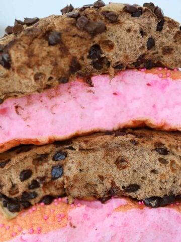 tiktok cloud bread square final image of chocolate chip and pink