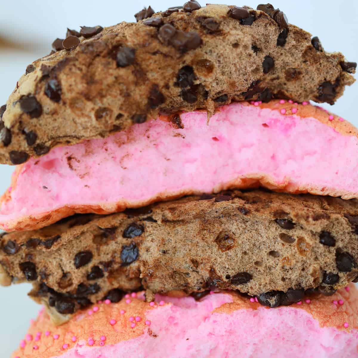 tiktok cloud bread stacked in layers after cooking