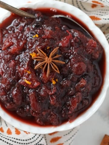 cranberry orange sauce crock-pot recipe in a white dish