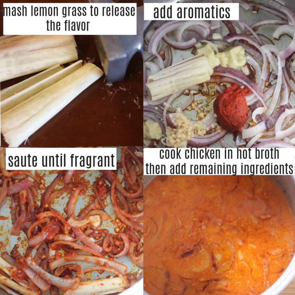 how to make thai soup recipe steps collage