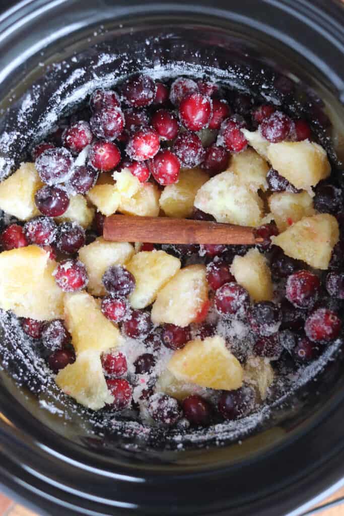 orange cranberry sauce recipe in the crock-pot before cooking
