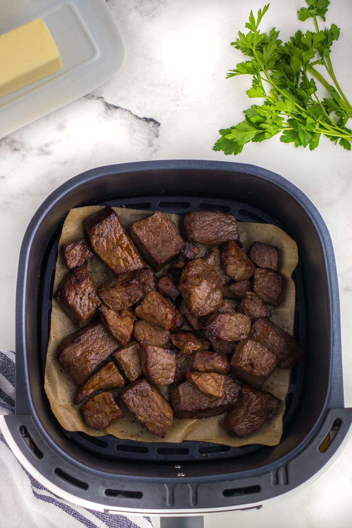 easy steak tips in the air fryer after cooking