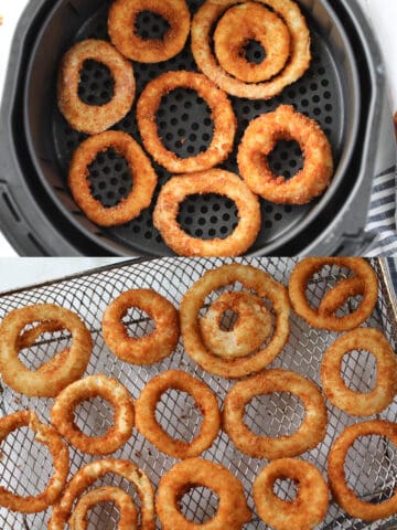 the air fryer onion rings recipe works in an oven style or basket style air fryer
