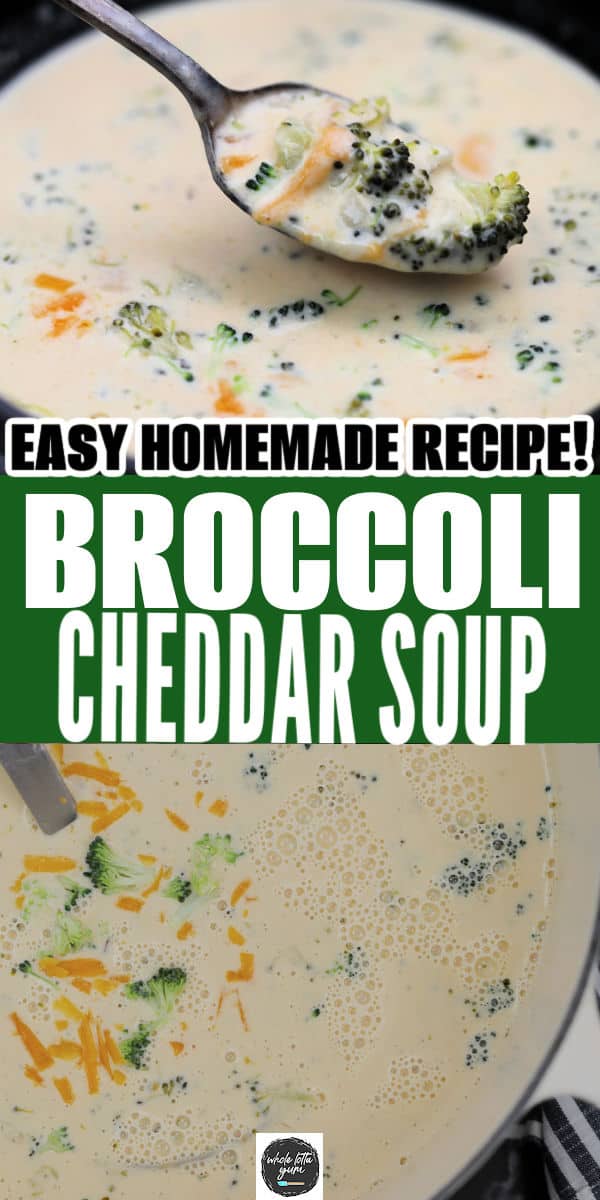 easy broccoli cheddar soup pin for pinterest