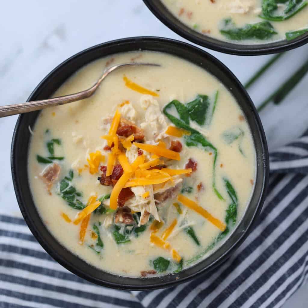 chicken crack soup with garnishes ready to eat