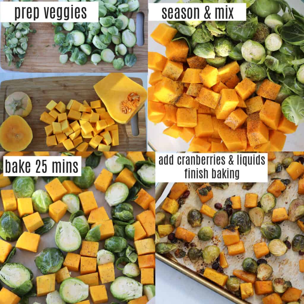 roasted brussel sprouts and butternut squash with balsamic recipe steps