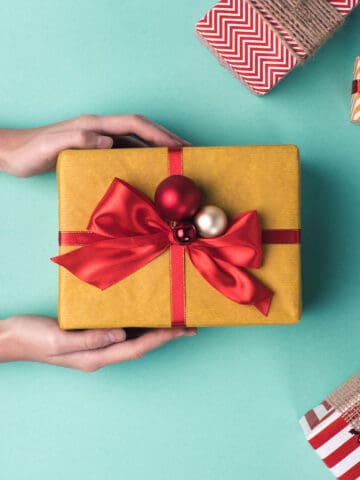 keto christmas gifts on aqua background