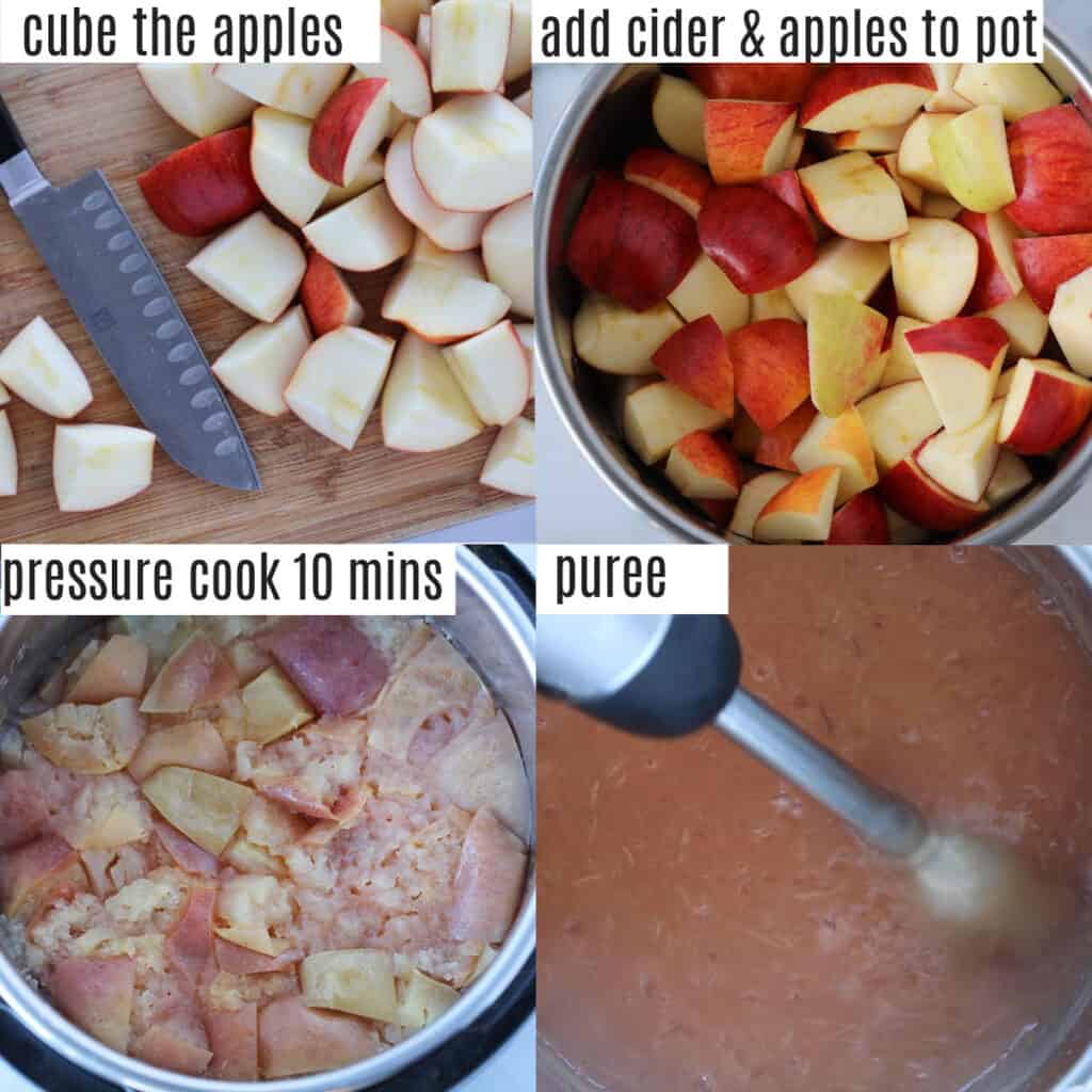 instapot applesauce recipe steps collage