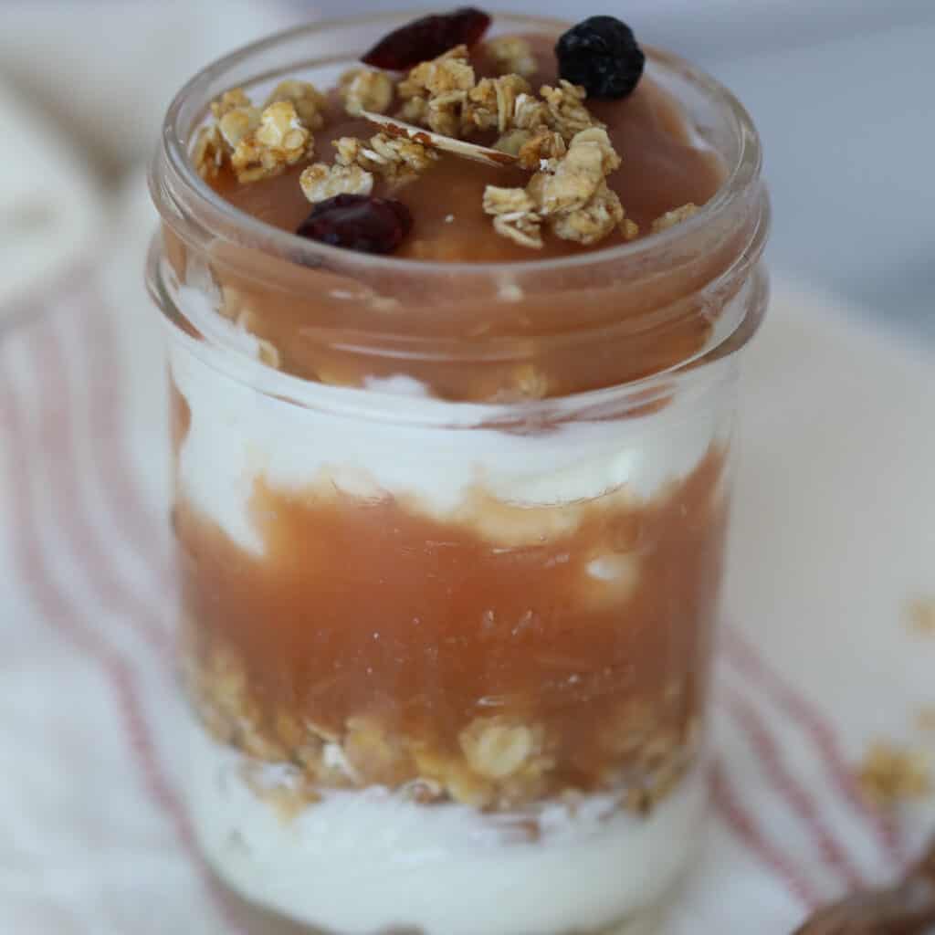 ip applesauce as a layered parfait with yogurt and granola