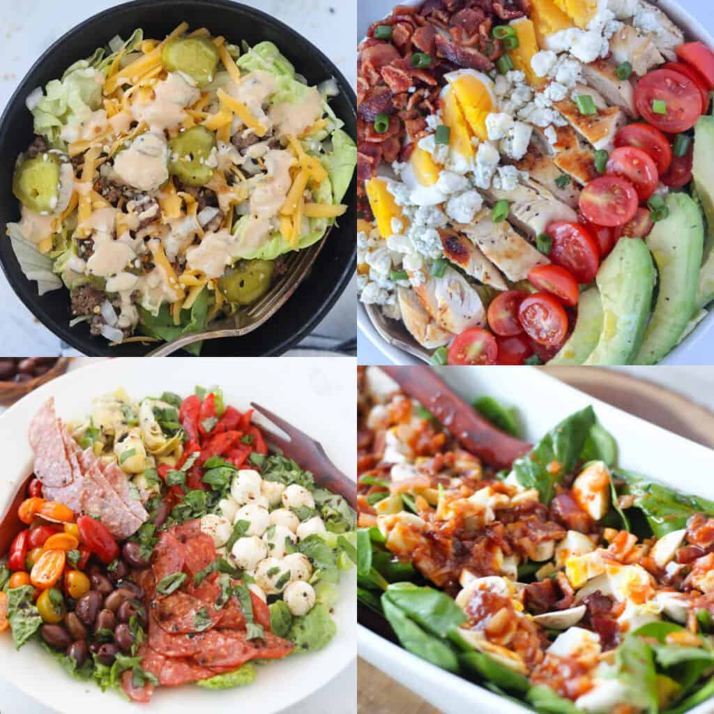 keto friendly salad recipes collage