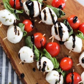 mini caprese skewers with balsamic glaze
