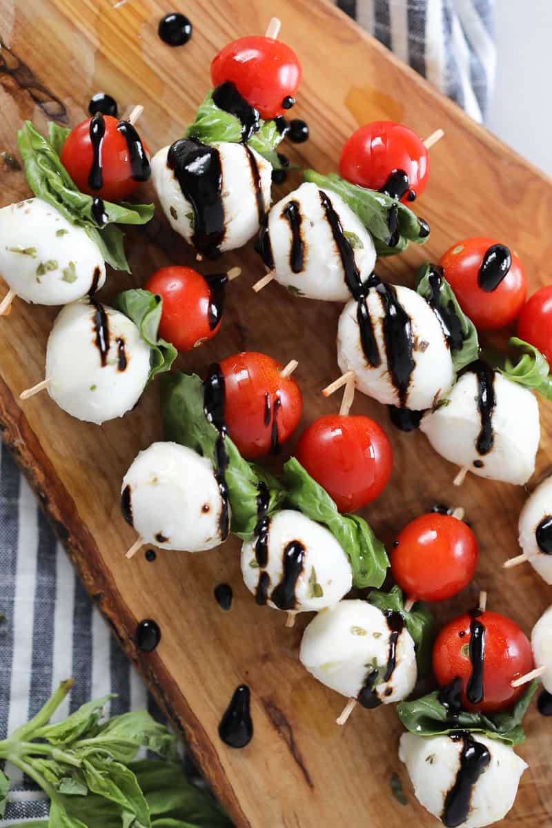 mini caprese skewers with balsamic glaze