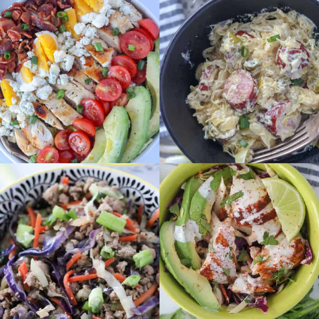 recipes for keto bowls collage of ideas