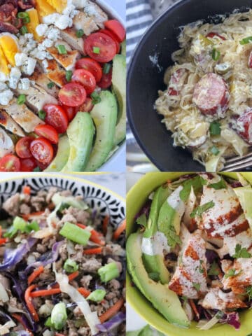recipes for keto bowls collage of ideas