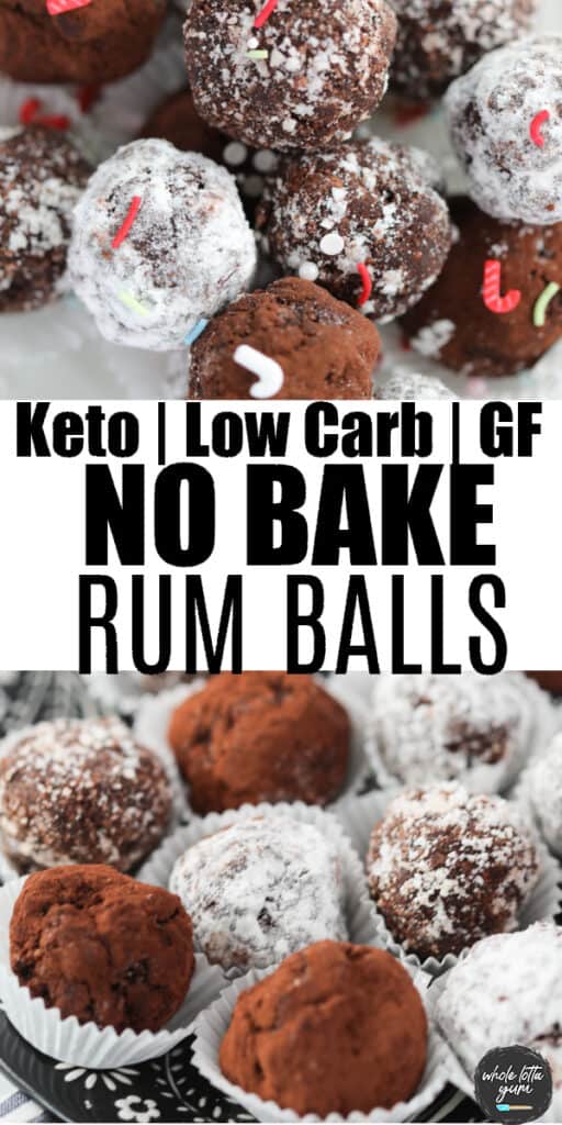 sugar free rum balls pin for Pinterest