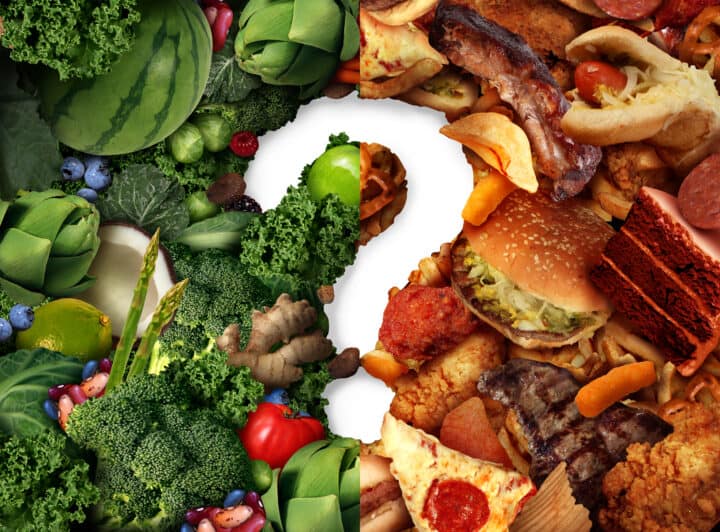 foods to avoid on keto when you don't know what to eat. Image of different types of foods with a question mark.