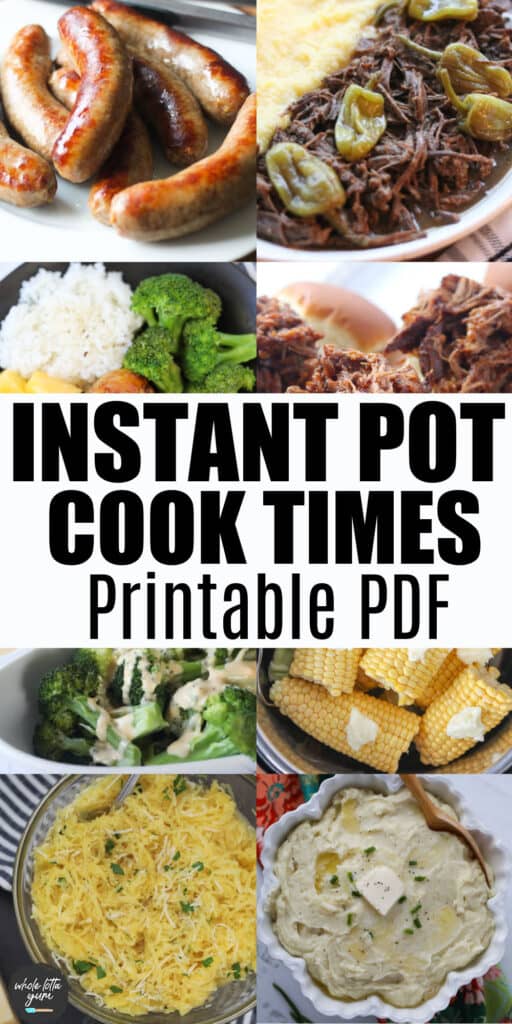 instant pot cook times pin for Pinterest
