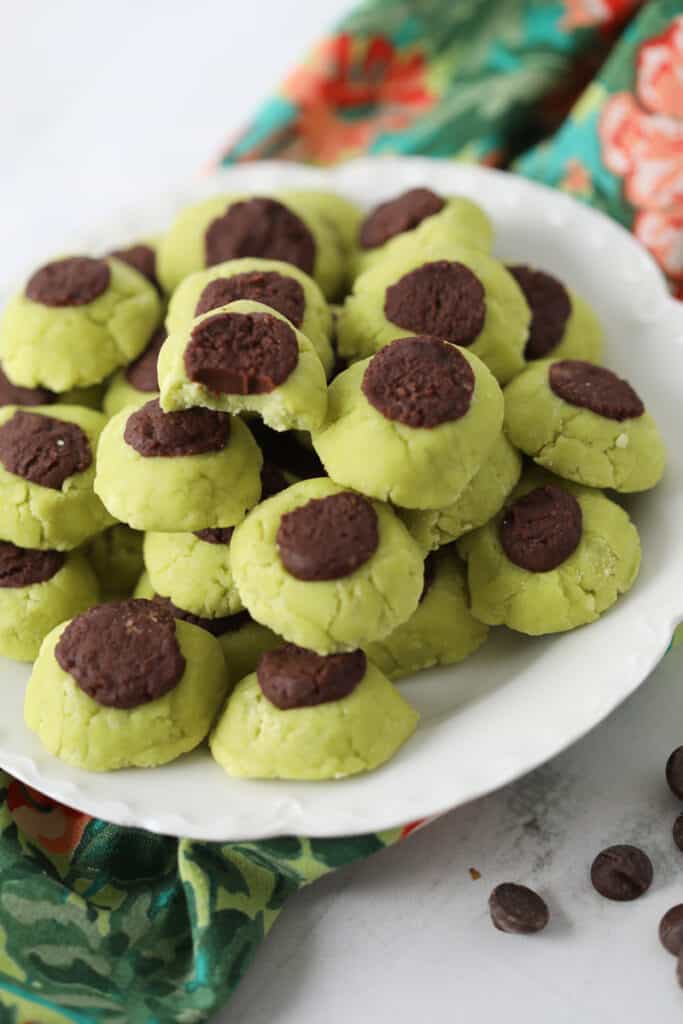 keto chocolate mints on a white plate