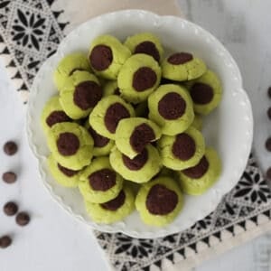 sugar free chocolate mints after cooking on a white plate with a white background