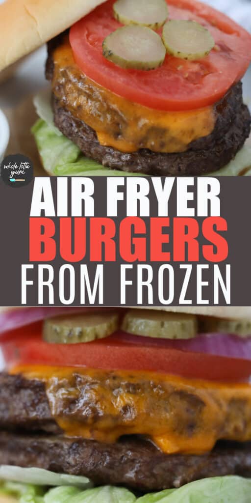air fryer burgers from frozen pinterest pin