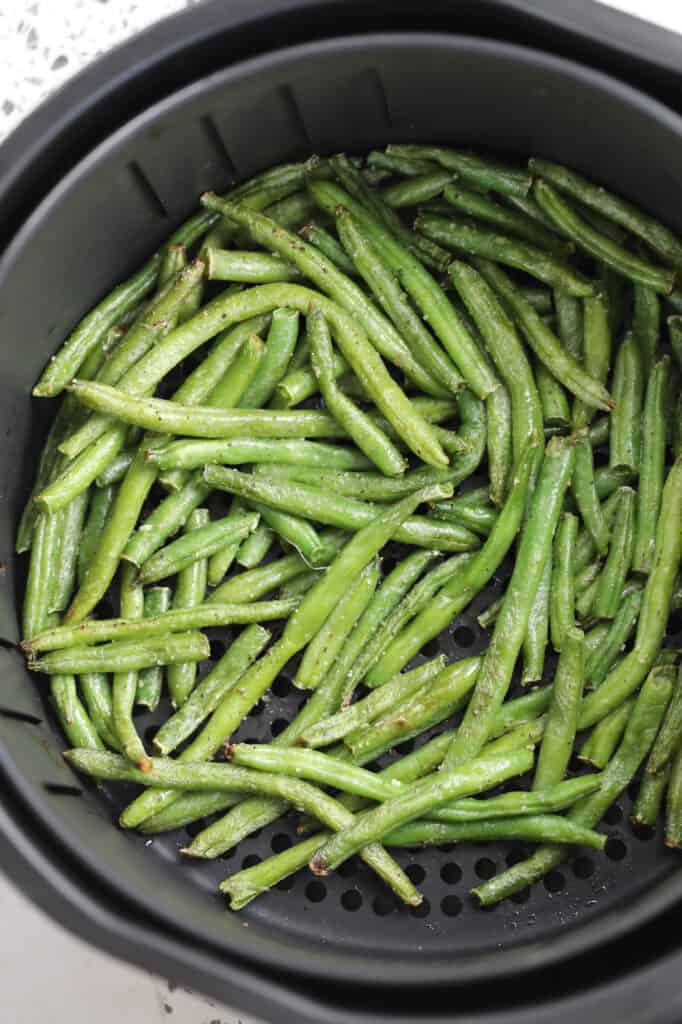 frozen fried green beans in air fryer after cooking