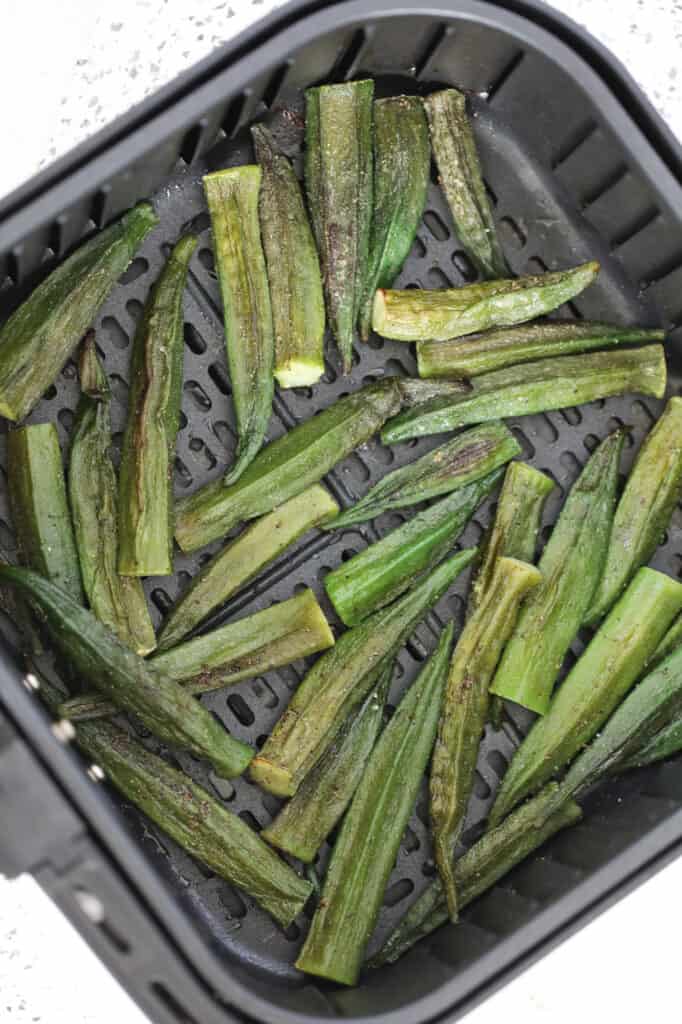 frozen okra in air fryer after roasting half way