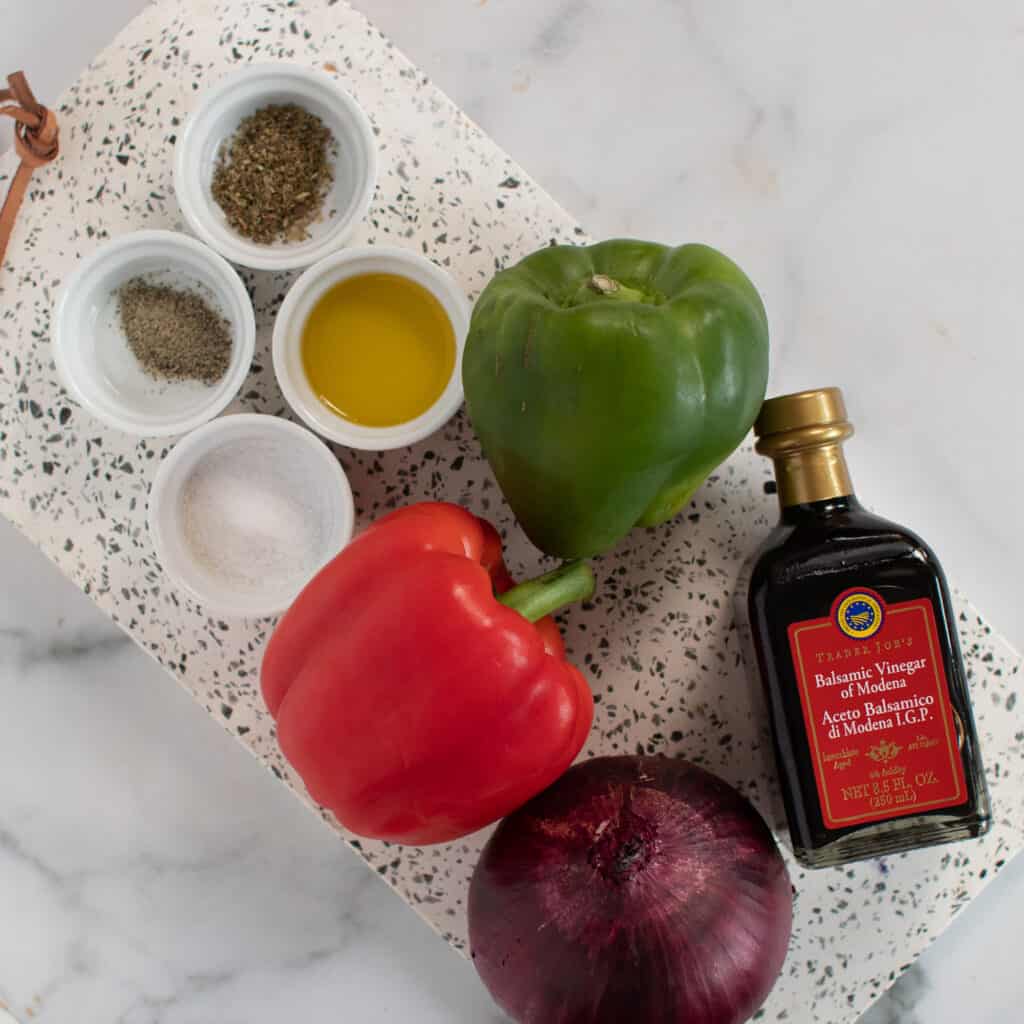 air fried bell peppers ingredients on a white background