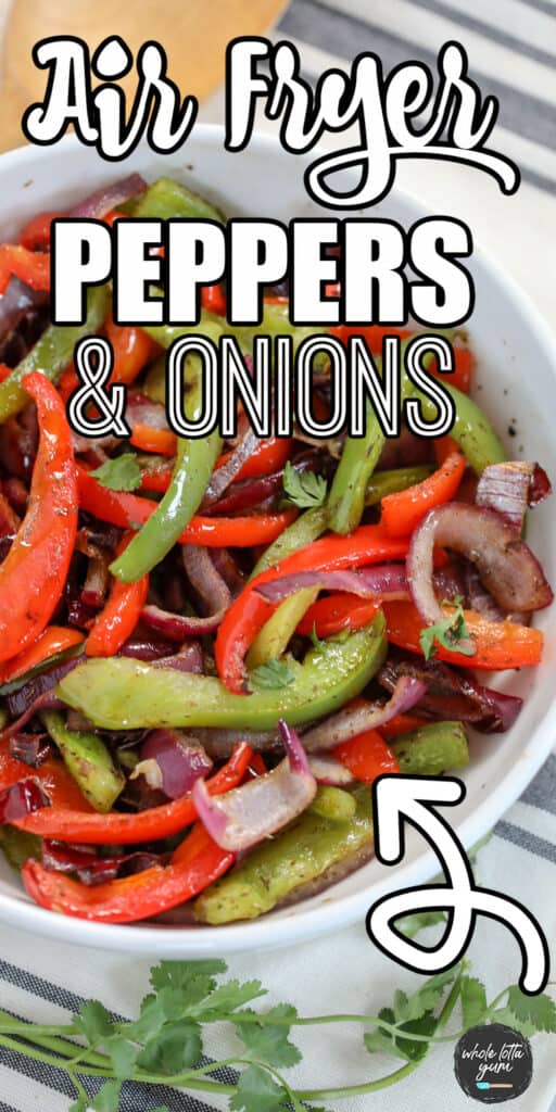 bell peppers in air fryer pin for Pinterest