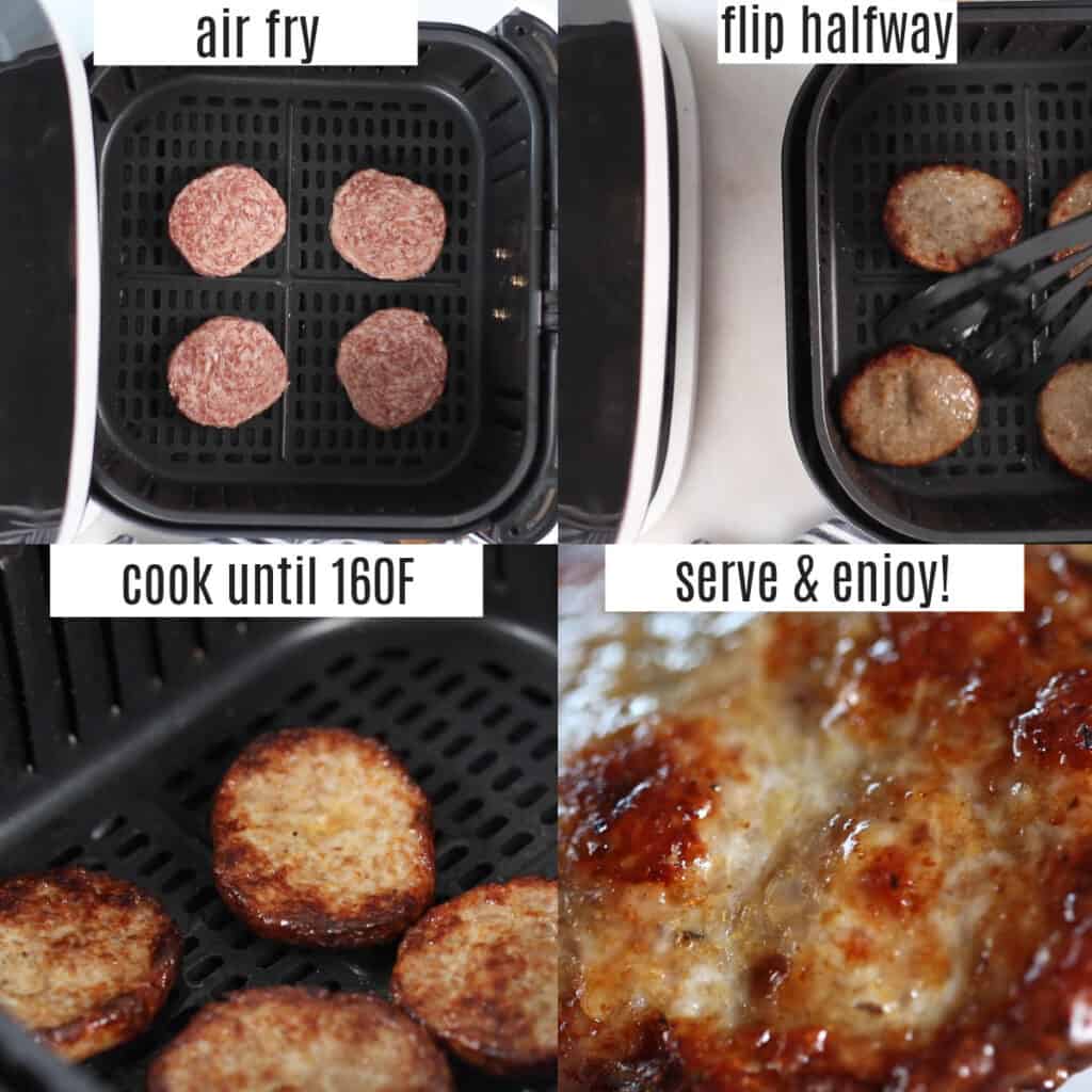 cooking breakfast sausage in an air fryer steps