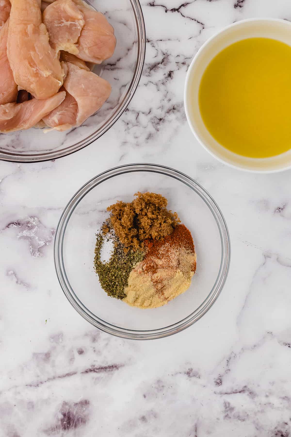 rub for chicken tenderloins in a clear bowl
