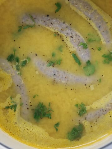 boiling sausage close up is a great way to keep them juicy before browning