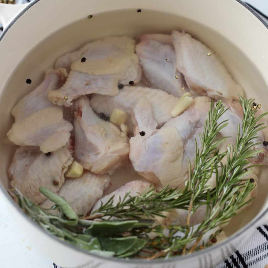 brining chicken wings with herb and seasoning before cooking them